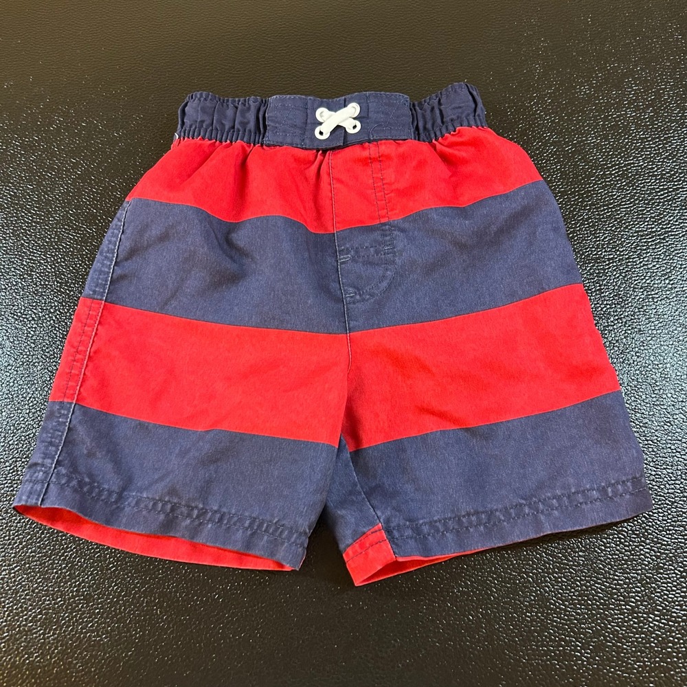 Circo Striped Swim Trunks Elastic Waist Swim Shorts Casual Red Blue Toddler 3T